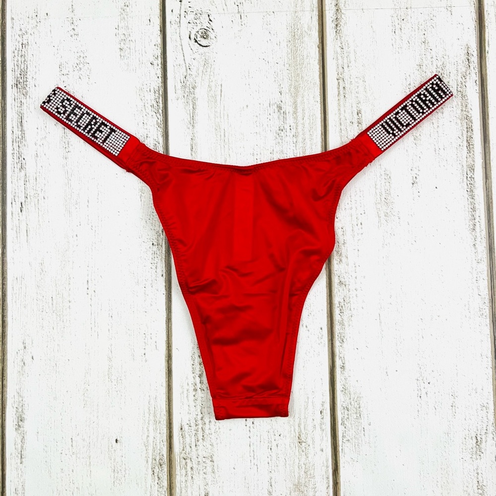 M-M/L Victoria’s Secret Shine Strap Brazilian Pantie & Garter Belt Set - Picture 4 of 9